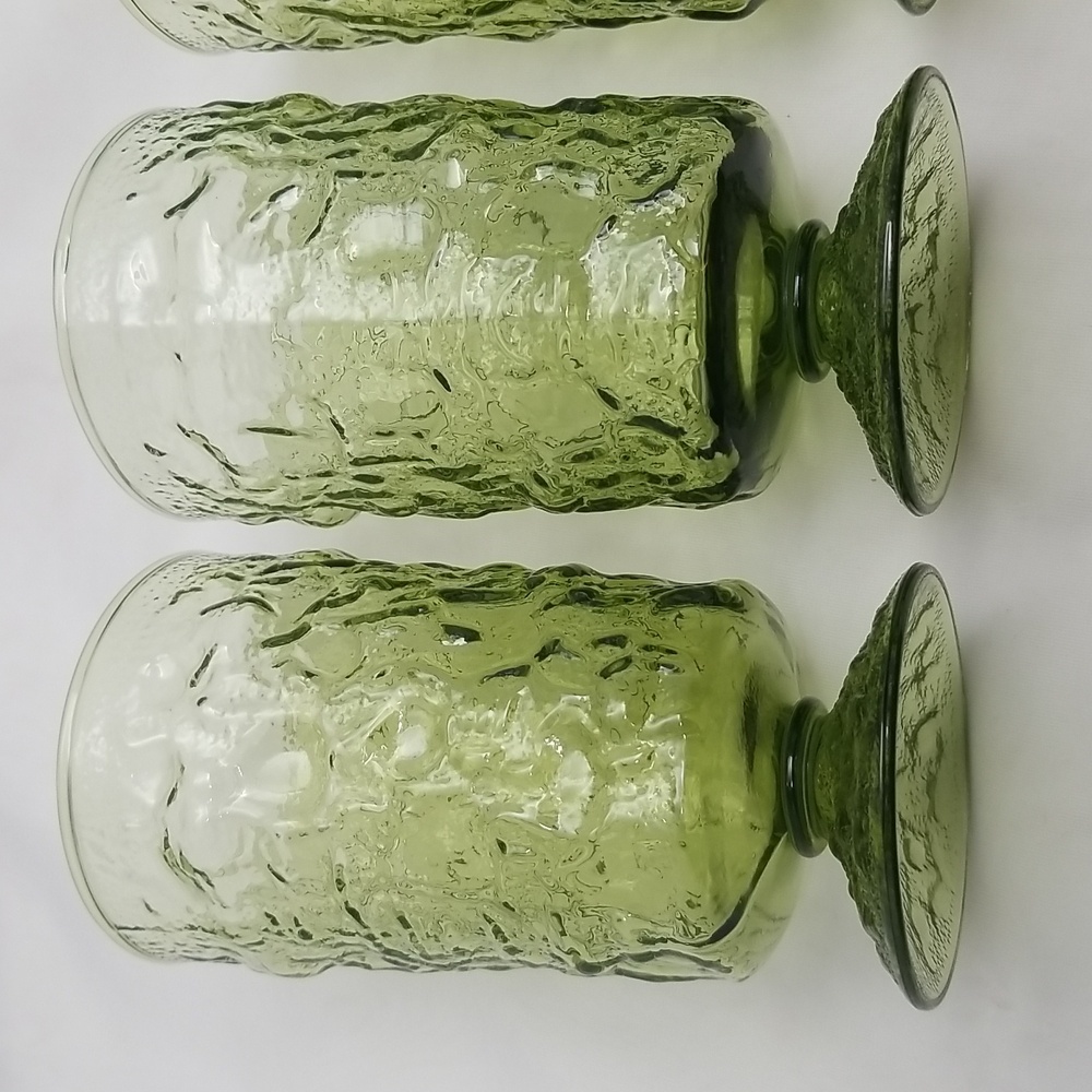 Anchor Hocking Milano Avacado Green Footed Tumblers - Picture 4 of 16